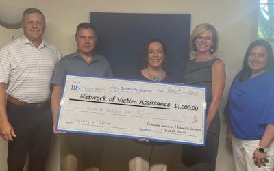 Franconia Insurance & Financial Services together with Goodville Mutual, makes a sizable donation to their charity of choice, Network of Victim Assistance