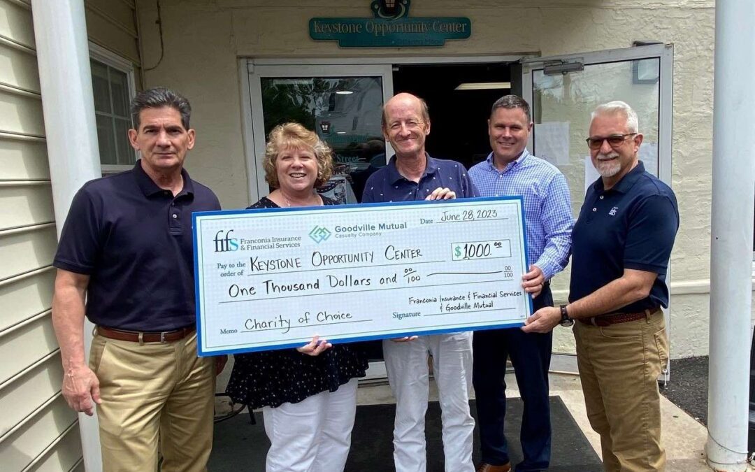 Franconia Insurance & Financial Services together with Goodville Mutual, makes a sizable donation to their charity of choice, Keystone Opportunity Center